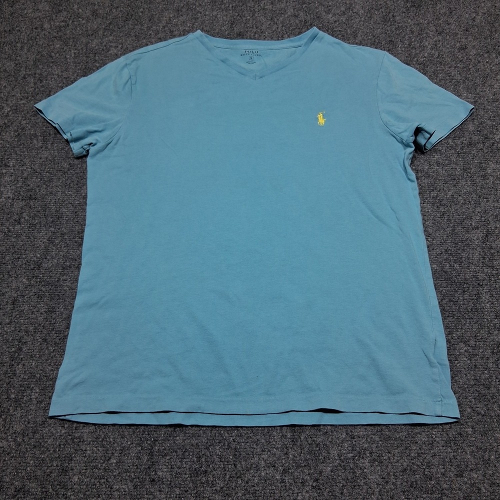 Polo Ralph Lauren Shirt Mens Size Small Basic Casual Blue with Yellow‎ Logo